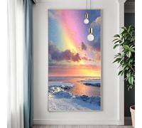 Diamond Painting Adulte Arc-en-ciel, Broderie Diamant Grand Format 50x100 cm, Peinture Diamant Paysage, DIY 5D Diamond Painting Kit, Carré Cristal Tableau en Perles à Coller, Decoration Maison H-5