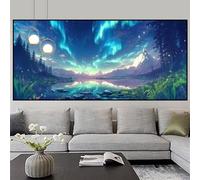 Diamond Painting Adulte Aurore Diamond Painting Enfant Paysage Broderie Diamant Kit Complet, 5D DIY Strass Gemmes Puzzle Adulte Point de Croix Set Débutant Maison Décoration Cadeau 80x160cm z587f