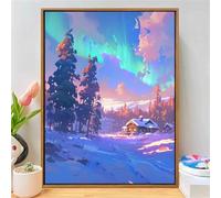 Diamond Painting Adulte, Aurore Peinture Diamant 5D Kit Complet Carrés, Forêt Diamond Painting Kits pour Adulte, DIY Broderie Diamant Kits pour Débutant, Décorationation Murale Cadeau 20x30cm S-Y726