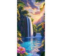 Diamond Painting Adulte Automne - 5D Diamant Painting Coucher de soleil, DIY Broderie Diamant Kit Complet, Canevas Diamant Paintings Débutant, Décoration Murale, Idée Cadeau Femme 100x200cm 0u-380