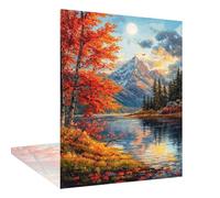 Diamond Painting Adulte Automne Diamond Painting Montagne Diamant Art, Bricolage 5D Complet Ronde Diamant Peinture Broderie Kit Artisanal de Tableau Decoration Murale pour la Maison 60x90cm W6-829