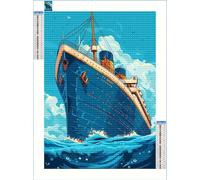 Diamond Painting Adulte, Bateau Peinture Diamant 5D Kit Complet Carrés, Paysage Diamond Painting Kits pour Adulte, DIY Broderie Diamant Kits pour Débutant, Décoration Murale Cadeau 20x30cm S-Y706