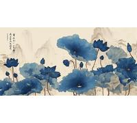 Diamond Painting Adulte Bleu, Diamond Painting La fleur de lotus Enfant DéButant Kits, Peinture Diamant Activité Manuelle Adulte, Canevas Diamant Artisanat, Automne Maison DéCoration 80x160cm g-482