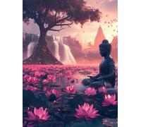 Diamond Painting Adulte Bouddha 70x90cm, Diamond-Painting Lotus DIY Activité Manuelle Adulte Broderie Diamant Kit Complet, Strass Gemme Point de Croix Artisanat Set pour Décoration Cadeaux Q-381T