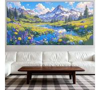 Diamond Painting Adulte, Broderie Diamant Grande Format 70x140cm, Paysage Peinture Diamant Painting Kit Complet, Grande Taille Diamond Art Cristal Point De Croix Artisanat Cadeaux (Lac) QL-768