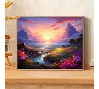 Diamond Painting Adulte, Broderie Diamant Kit Complet Coucher De Soleil, DIY Peinture Diamant par Numéro Débutant, Bricolage Adulte Cristal Tableau Diamond-Painting Paysage, Cadeau 30x40cm 0sc717