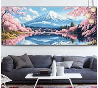 Diamond Painting Adulte, Broderie Diamant Kit Complet Grand Format 50x120cm, Japon Peinture Diamant Adulte Full Drill Carré, Point de Croix Artisanat, Décoration Salon Murale Cadeau (Mont Fuji) Q-O671
