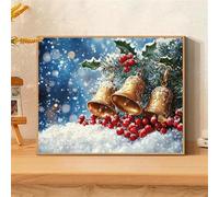 Diamond Painting Adulte, Broderie Diamant Kit Complet NoëL, DIY Peinture Diamant par Numéro Débutant, Bricolage Adulte Cristal Tableau Diamond-Painting Cloche, Décoration Salon Cadeau 40x60cm 0sc633
