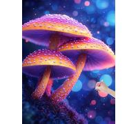 Diamond Painting Adulte Champignon Peinture Diamant Adulte, 5D DIY Diamond Painting Kit Complet Fantaisie, Broderie Diamant Cristal Point de Croix pour Débutants, Decoration Maison, 90x120 cm, C-75