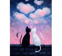 Diamond Painting Adulte Chat 30x40cm, Diamond-Painting Couple DIY Activité Manuelle Adulte Broderie Diamant Kit Complet, Strass Gemme Point de Croix Artisanat Set pour Décoration Murale Cadeaux Q-117T