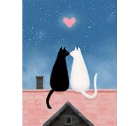 Diamond Painting Adulte Chat 45x60cm, Diamond-Painting Couple DIY Activité Manuelle Adulte Broderie Diamant Kit Complet, Strass Gemme Point de Croix Artisanat Set pour Décoration Murale Cadeaux Q-209T