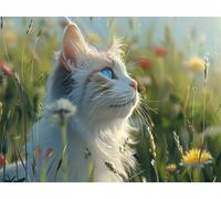 Diamond Painting Adulte Chat 5D Diamant Painting Paysage DIY Broderie Diamant Kit Complet, Ronde Full Drill Diamond Art Kit pour Débutant Cristal Canevas Peinture pour Décoration Murale 40x50cm X-748