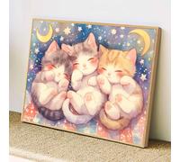 Diamond Painting Adulte Chat, 5D Kit Broderie Diamant Complet Mignon, 20x30cm Peinture Diamant Strass Carrés, DIY Loisirs Créatifs Tableau Maison, Activité Manuelle Adulte, Cadeau Femme, z@2227