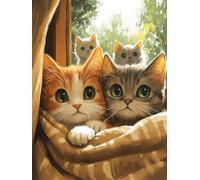Diamond Painting Adulte Chat DIY Diamond Painting Kit Complet Peinture Diamant pour Débutants Enfant, 5D Broderie Diamant Animal Art du Puzzle Canevas Peinture Décoration Murale Cadeau35x45cm H-304