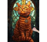Diamond Painting Adulte Chat Peinture Diamant Adulte, 5D DIY Diamond Painting Kit Complet Religion, Broderie Diamant Cristal Point de Croix Kit pour Débutants, Décoration Murale Maison, 40x50 cm, S-03