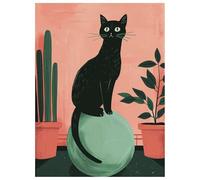 Diamond Painting Adulte, Chat Peinture Diamant Kit Complet, DIY Broderie Diamant Point de Croix, 5D Strass Mosaïque Painting pour Débutants, Maison Décor Cadeaux, (Balle) 65x90 cm L-Y514