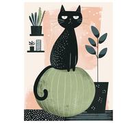 Diamond Painting Adulte, Chat Peinture Diamant Kit Complet, DIY Broderie Diamant Point de Croix, 5D Strass Mosaïque Painting pour Débutants, Maison Décor Cadeaux, (Balle) 40x50 cm L-Y562