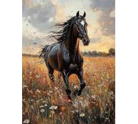 Diamond Painting Adulte Cheval DIY Diamond Painting Kit Complet Peinture Diamant pour Débutants Enfant, 5D Broderie Diamant Paysage Art du Puzzle Canevas Peinture Décoration Murale 35x45cm H-199