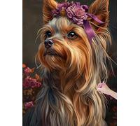 Diamond Painting Adulte Chien Peinture Diamant Adulte, 5D DIY Diamond Painting Kit Complet Yorkshire, Broderie Diamant Cristal Point de Croix pour Débutants, Décoration Murale Maison, 30x40 cm, K-77