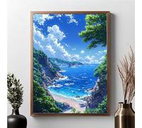 Diamond Painting Adulte, Ciel Peinture Diamant Set OcéAn DIY Diamant Painting Kit Complet, Diamond Cristal Perle Broderie Point de Croix Art Set Pour La Décor Murale à La Maison (50x70cm) JPF 2-P