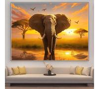 Diamond Painting Adulte Coucher De Soleil Diamond Painting Grand Format 100x70cm 2026 Broderie Diamant Afrique DIY Peinture Diamant Kit pour Adulte Enfant Débutant, Murale Décoration Cadeau zhad599