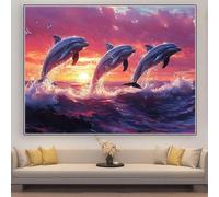 Diamond Painting Adulte Coucher De Soleil Diamond Painting Grand Format 30x20cm 2026 Broderie Diamant Dauphin DIY 5D Peinture Diamant Kit pour Adulte Enfant Débutant, Maison Murale Décoration zhad497