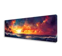 Diamond Painting Adulte Coucher de Soleil Peinture Diamant Océan Broderie Diamant Kit Complet, Diamond Painting Grand Format 80x240 cm, DIY 5D Cristal Point de Croix pour Decoration Maison W0-376