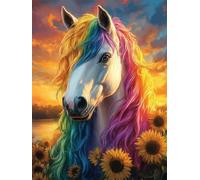 Diamond Painting Adulte Couleur DIY Diamond Painting Kit Complet Peinture Diamant pour Débutants Enfant, 5D Broderie Diamant Cheval Art du Puzzle Canevas Peinture Décoration Murale 35x45cm H-516