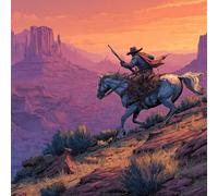 Diamond Painting Adulte Cow-Boy Diamond Painting Enfant Montagne Peinture Diamant, DIY Activité Manuelle Adulte Kit Broderie, 5D Strass Carré Broderie Kits pour Murale Décoration 100x100cm 7-JP64