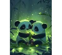 Diamond Painting Adulte, Diamant Painting Panda DIY Peinture Diamant Kit Complet, Carré Full Drill Diamond Art Forêt de bambous Broderie Point de Croix pour Tableau Decoration Murale 50x70cm yc-605