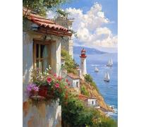 Diamond Painting Adulte, Diamant Painting Paysage DIY Peinture Diamant Kit Complet, Full Drill Diamond Art Bateau Broderie Point de Croix Kit Mosaique pour Tableau Decoration Murale 30x40cm yc-237
