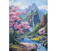 Diamond Painting Adulte, Diamant Painting Printemps 5D DIY Broderie Diamant Kit Complet Chaîne de montagnes, Peinture Diamond Strass Activité Manuelle Adulte pour Décoration Murale 60x80 cm FC-417