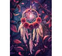 Diamond Painting Adulte, Diamant Painting Rose DIY Peinture Diamant Kit Complet, Full Drill Diamond Art Attrape-rêves Broderie Point de Croix Kit Mosaique pour Tableau Decoration Murale 70x90cm yc-417