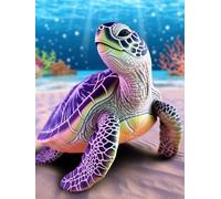 Diamond Painting Adulte, Diamant Painting Tortue 5D DIY Broderie Diamant Kit Complet Biologie, Peinture Diamond Strass Point de Croix, Activité Manuelle Adulte pour Décoration Murale 80x100 cm FC-155