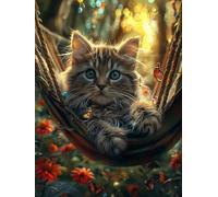 Diamond Painting Adulte, Diamond Painting Animal Broderie Diamant Chat Peinture Diamant Loisirs Créatifs Adultes 5D DIY Full Rond Drill Mosaique Kit pour Decoration Murale, Cadeau 90x120 CM -wyl2506CW