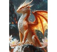 Diamond Painting Adulte, Diamond Painting Dinosaure Broderie Diamant Lotus Peinture Diamant Loisirs Créatifs Adultes 5D DIY Full Rond Drill Mosaique Kit pour Decoration Murale 50x70cm -wyl250615