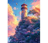 Diamond Painting Adulte, Diamond Painting Phare, 5D Oiseau Peinture Diamant Kit Broderie, Strass Point de Croix Loisirs Créatifs Adultes Peinture Diamant Art Kit, pour Décoration Murale 60X80cm S-69