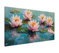 Diamond Painting Adulte, Diamond Painting Water Lily, DIY Peinture Diamant Adulte Abstrait Motif avec Square Drill Toile 80x30cm, Point de Croix Activite Manuelle Kit pour Decoration Chambre, V-69
