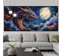 Diamond Painting Adulte Dragon Diamond Painting Enfant Lune Broderie Diamant Kit Complet, 5D DIY Strass Gemmes Puzzle Adulte Point de Croix Set Débutant Maison Décoration Murale Cadeau 40x120cm z719f