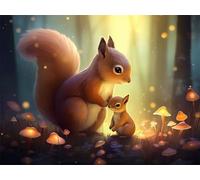 Diamond Painting Adulte Écureuil 5D Diamond Painting Enfant Animaux Broderie Diamant Peinture Kit Complet Accessoires, DIY Ronde Cristal Diamant Art Set, Decoration Murale, Cadeau Femme 80x100cm G-915