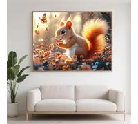 Diamond Painting Adulte Écureuil Diamond Painting 60x45 cm, Papillon Peinture Diamant Débutant DIY Broderie Diamant Kit Complet, Strass Point de Croix Loisirs Créatifs pour Decoration Maison F0-132