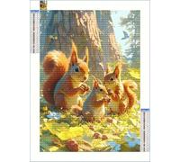 Diamond Painting Adulte, Écureuil Peinture Diamant 5D Kit Complet Carrés, Animal Diamond Painting Kits pour Adulte, DIY Broderie Diamant Kits pour Débutant, Décoration Murale Cadeau 50x70cm S-Y202