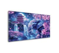 Diamond Painting Adulte Éléphant Diamond Painting Fleur Diamant Art, Bricolage 5D Complet Ronde Diamant Peinture Broderie Kit Artisanal de Tableau Decoration Murale pour la Maison 90x120cm W6-18