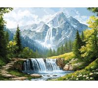 Diamond Painting Adulte Enfant, 5D DIY Broderie Diamant Kit Complet Cascade forestière, Peinture Diamant Artisanat Strass Point de Croix Painting pour Adultes, Décor Intérieur Cadeaux 100x135 cm J-794