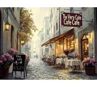 Diamond Painting Adulte Enfant, 5D DIY Broderie Diamant Kit Complet Coffee shop vue sur la rue, Peinture Diamant Artisanat Strass Point de Croix Painting pour Adultes, Décor Intérieur 40x50 cm J-483