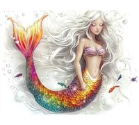 Diamond Painting Adulte Enfant, 5D DIY Broderie Diamant Kit Complet sirène, Peinture Diamant Artisanat Strass Point de Croix Painting pour Adultes, Décoration Intérieur Cadeaux 30x40 cm J-642