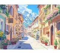 Diamond Painting Adulte Enfant, 5D DIY Broderie Diamant Kit Complet Vue sur la rue, Peinture Diamant Artisanat Strass Point de Croix Painting pour Adultes, Décoration Intérieur Cadeaux 60x80 cm J-453