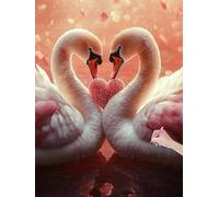 Diamond Painting Adulte Enfant, 5D DIY Cygne Broderie Diamant Kit Complet, Saint Valentin Peinture Diamant Artisanat Strass Point de Croix Painting Kit pour Adultes, Decoration Murale, 40x50 cm, M-68