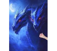 Diamond Painting Adulte Enfant, 5D DIY Dragon Broderie Diamant Kit Complet, Horreur Peinture Diamant Artisanat Strass Point de Croix Painting pour Adultes, Décoration Intérieur, Cadeau, 50x70 cm, D-24