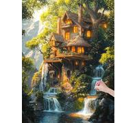 Diamond Painting Adulte Enfant, 5D DIY Fantaisie Broderie Diamant Kit Complet, Paysage Peinture Diamant Artisanat Strass Point de Croix Painting Kit pour Adultes, Décoration Intérieur, 50x70 cm, Z-34